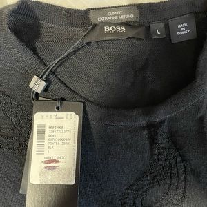 Hugo Boss Pontes NWT Slimfit Mens Large Black Sweater